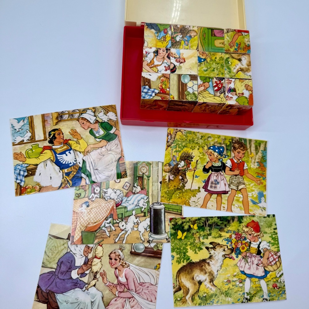 Eichhorn Vintage Fairy Tale Wooden Block Puzzle Kids OS Multicolor Good 12pc Set